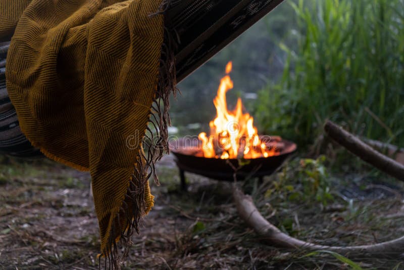 Hammock by Lake at dusk stock image. Image of camp, dusk 196433995