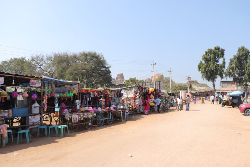 Hampi Bazaar, a quaint marketplace in Hampi, Karnataka - India tourism