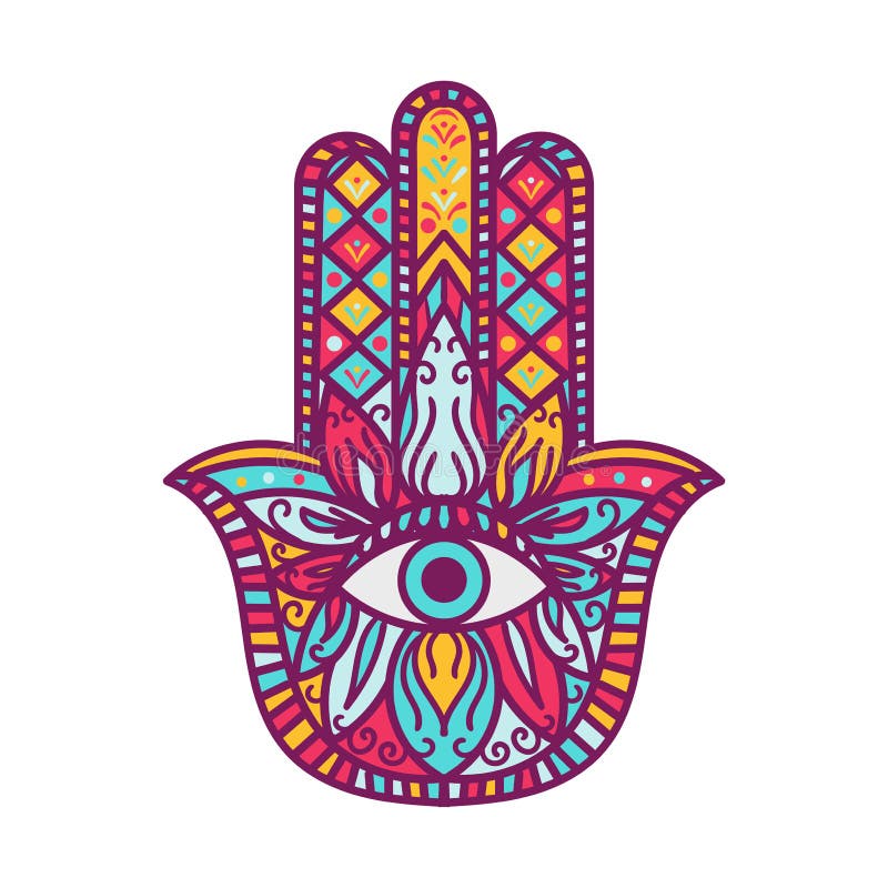 Hamsa Fatima Hand Tradition Talisman Colored Sign Stock Illustration ...