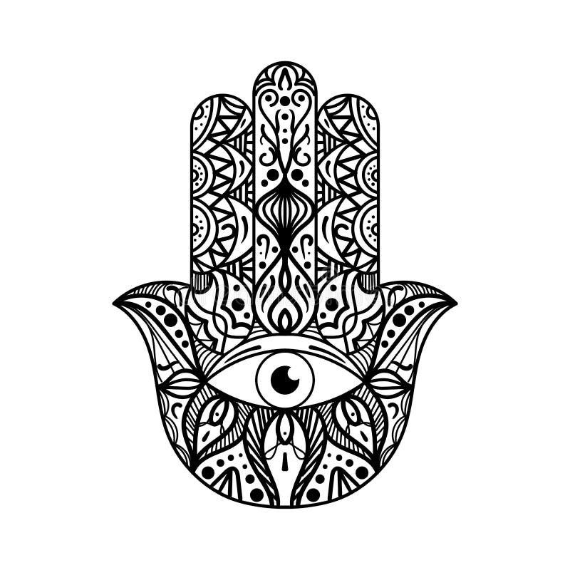 Hamsa Fatima Hand Tradition Amulet Colored Symbol Stock Illustration ...