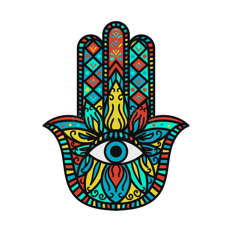 Hamsa Fatima Hand Tradition Amulet Colored Symbol Stock Illustration ...