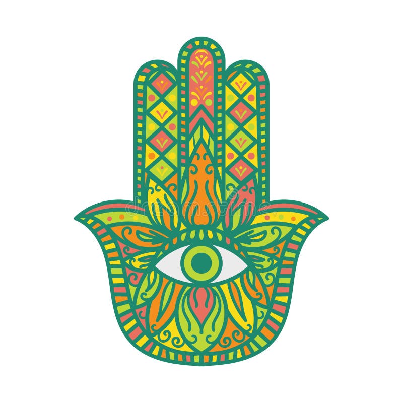 Hamsa Fatima Hand Tradition Amulet Colored Symbol Stock Illustration ...