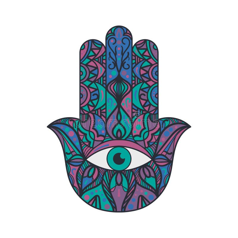 Hamsa Fatima Hand Tradition Talisman Colored Sign Stock Illustration ...