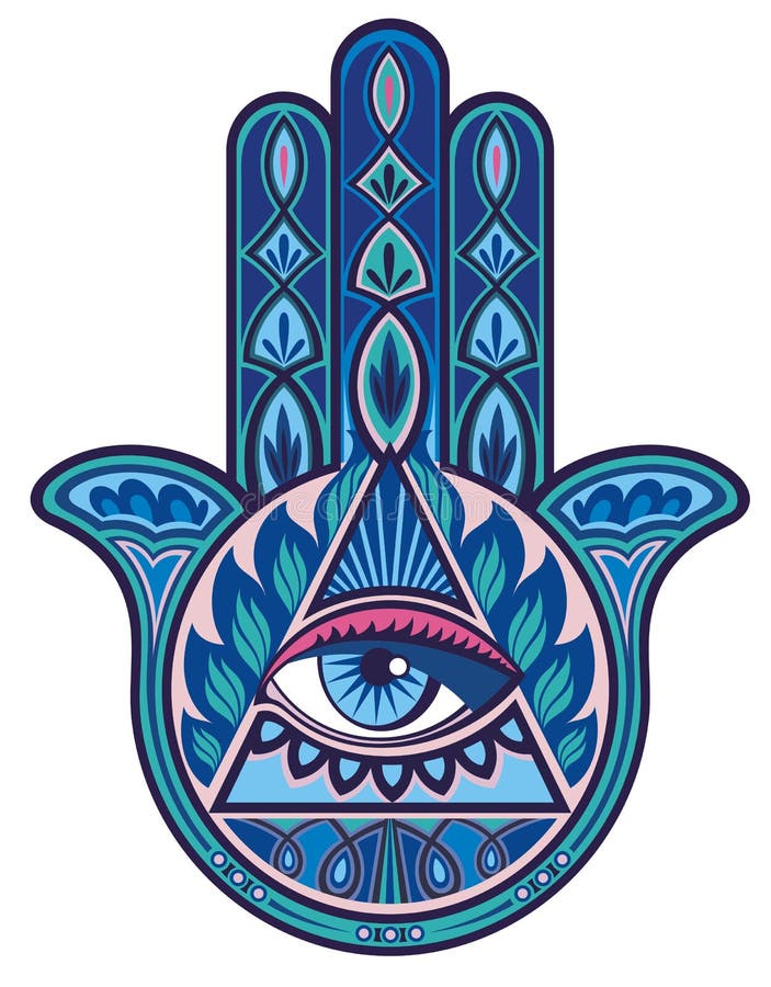 Hamsa hand stock vector. Illustration of magical, happiness - 53371874