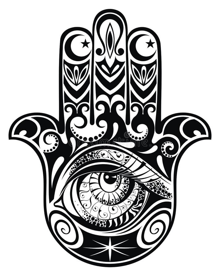 Hamsa hand with eye stock vector. Illustration of ethnic - 65197381