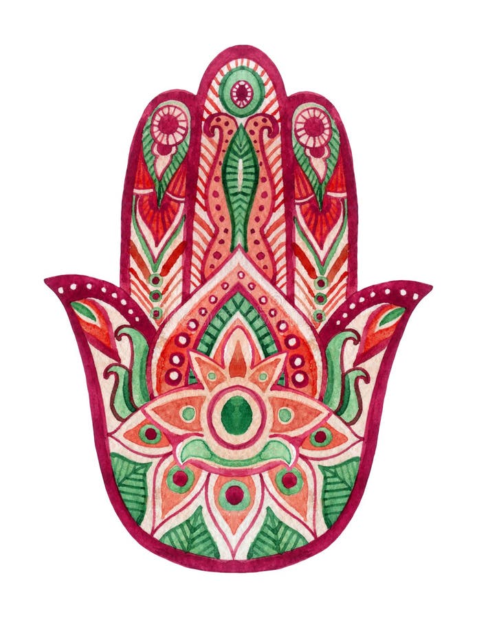 Hamsa-Hand im Aquarell Amulett des schützenden und guten Glücks auf Inder, arabische jüdische Kulturen Hamesh-Hand in den klaren stock abbildung Hamsa-Hand im Aquarell Amulett des schützenden und guten Glücks auf Inder, arabische jüdische Kulturen Hamesh-Hand in den klaren stock abbildung