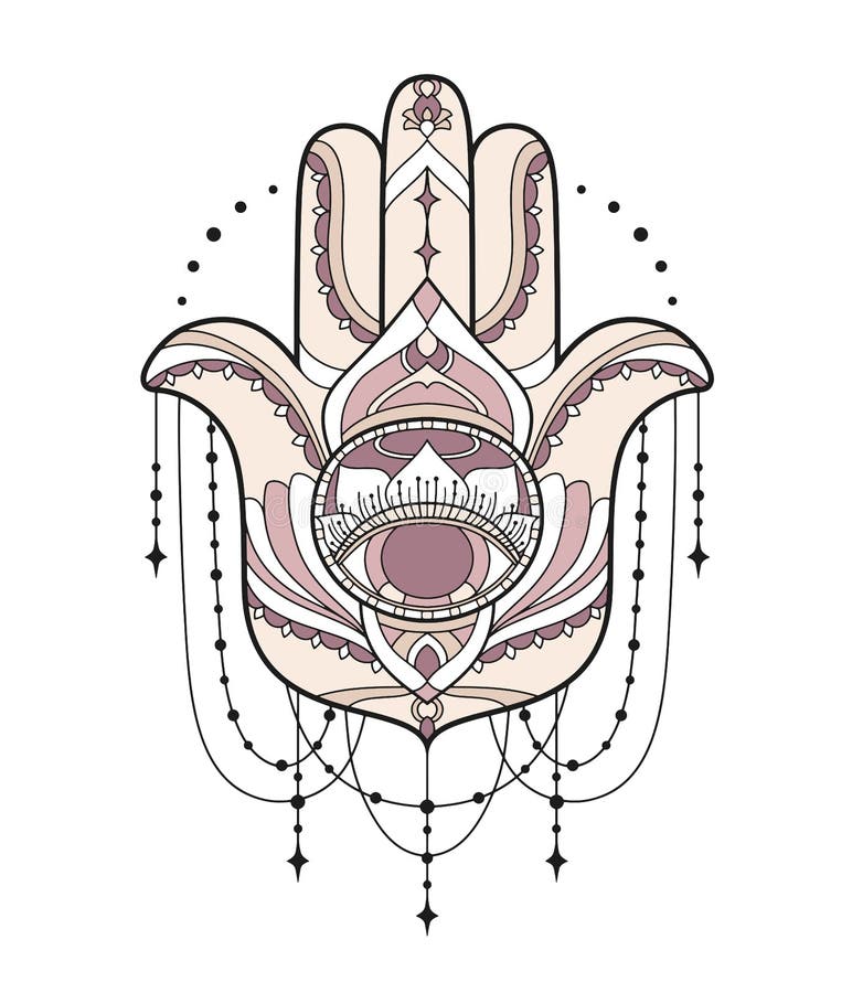 Hand of Fatima Tattoo Isolated Stock Vector - Illustration of eastern ...