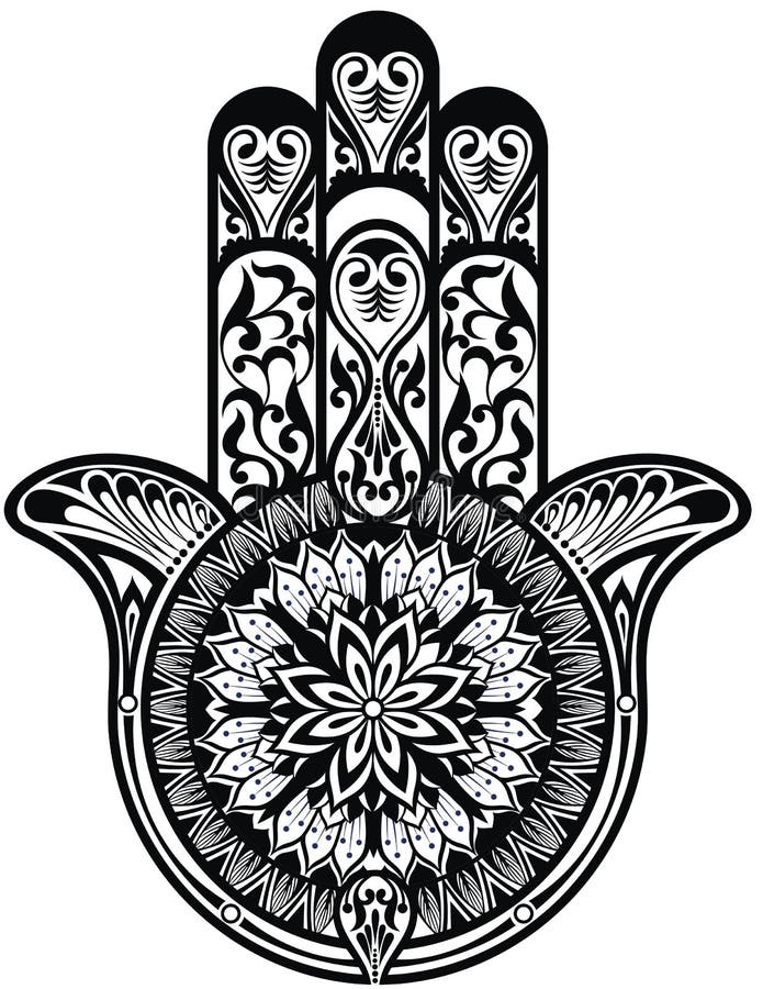 Vector Indian Hand Drawn Hamsa Symbol in Black Stock Vector ...