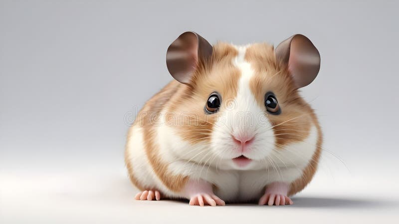 Hamster adorabil care se prezintă într-un mod jucăuș pe un fond gri adecvat pentru proiecte animalate stock illustration