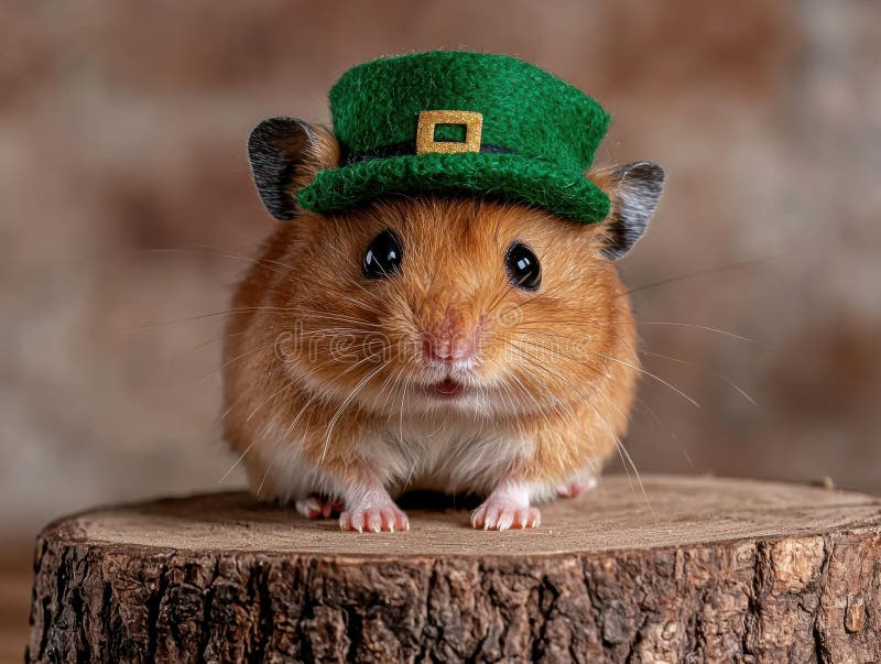 Hamster adorabil într-o pălărie verde de spiriduș pentru st. zi Patricks royalty free illustration