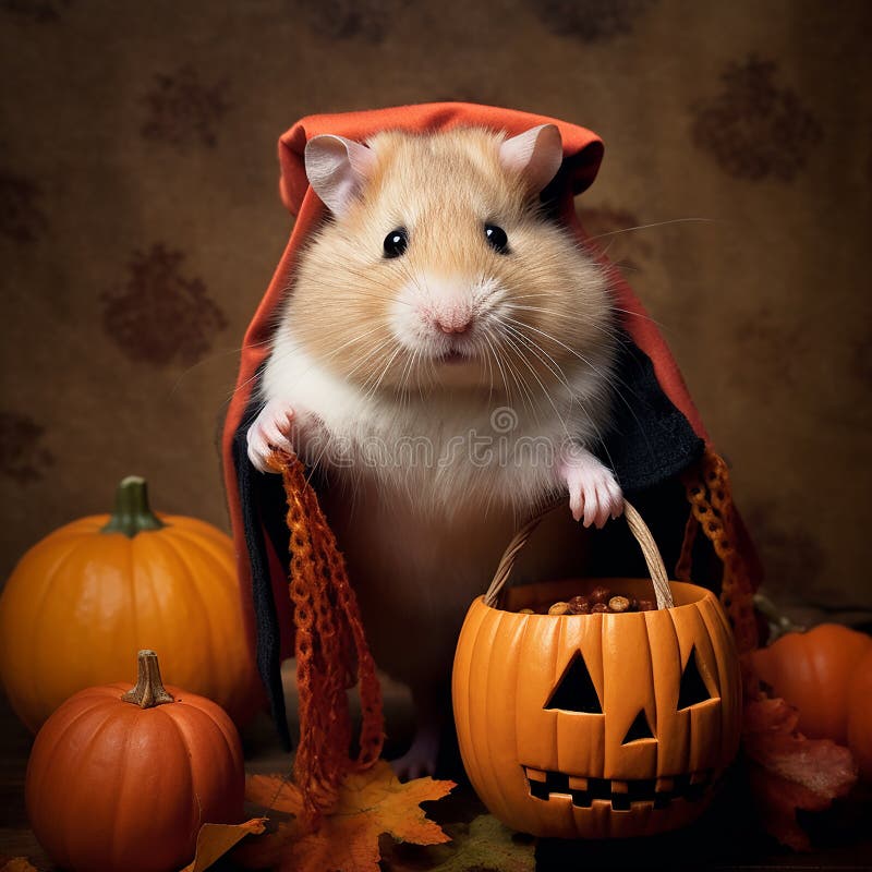 Hamster Being Festive and Celebrating Halloween. Created Using Ai