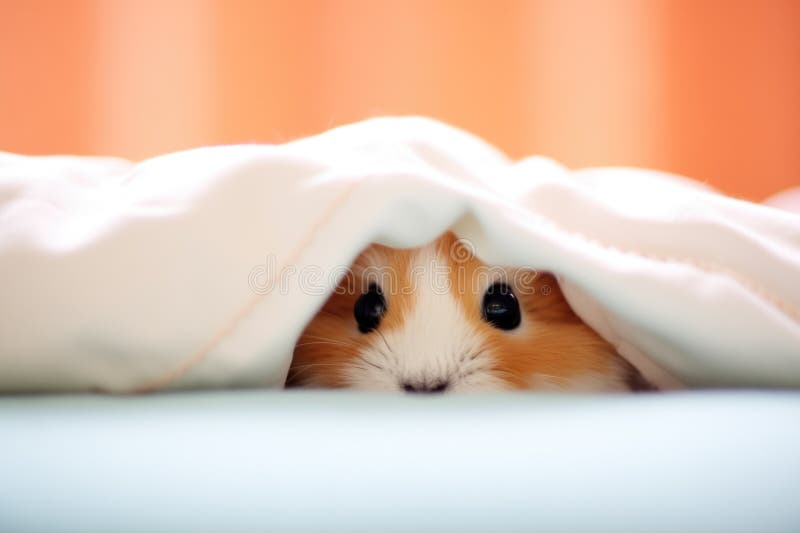 Hamster Peeking Out from Fluffy Cotton Bedding Stock Illustration