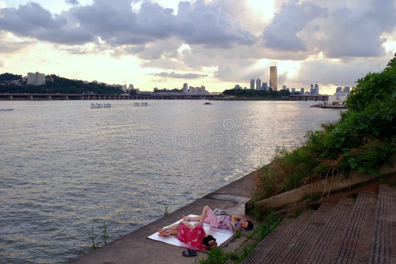 Han River seoul, hangang arkivbilder Han River seoul, hangang arkivbilder