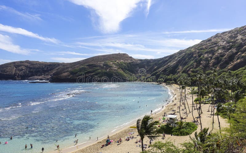 Hanaumabaai, ahu van O `, Hawaï stock foto Hanaumabaai, ahu van O `, Hawaï stock foto