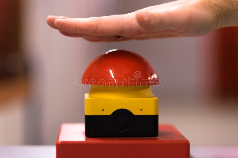A red emergency button stock photo