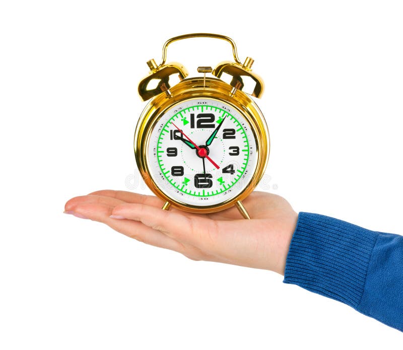 Hand with alarm clock stock image. Image of morning 162579253