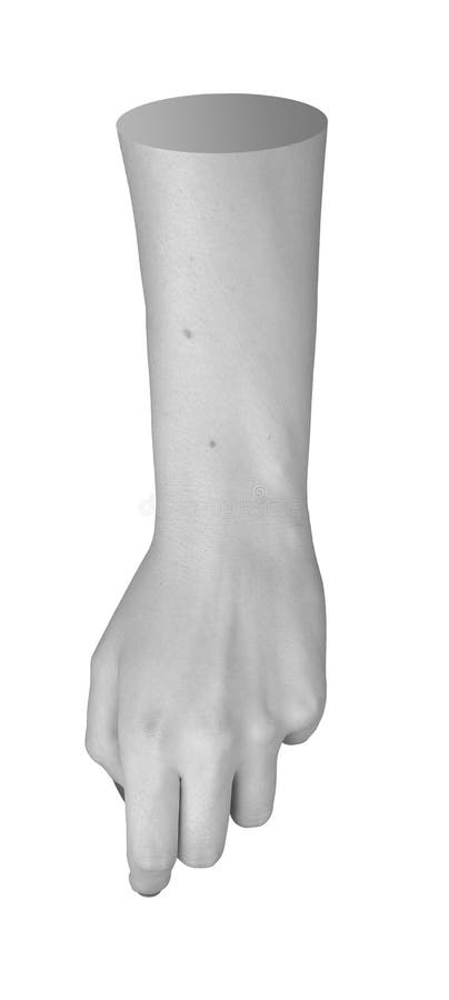 Hand and arm in a relaxed, curled pose, isolated in monochrome. Slightly bent fingers pointing royalty free stock photos