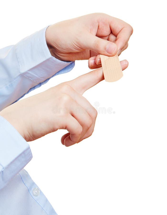 Hand with Bandaid on Wound Stock Photo Image of problem, care 32248960