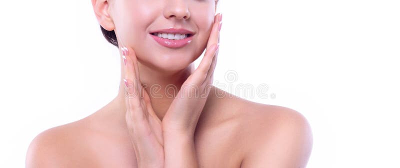 Hand and body care. The concept of health and beauty. Close-up portrait of hands isolated on a white background