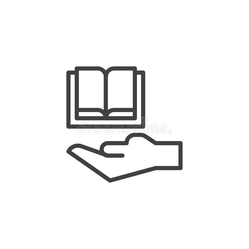 Hand and book outline icon royalty free illustration