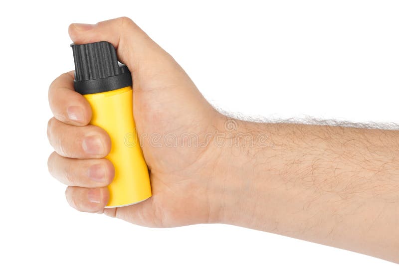 Hand with bottle of pepper spray