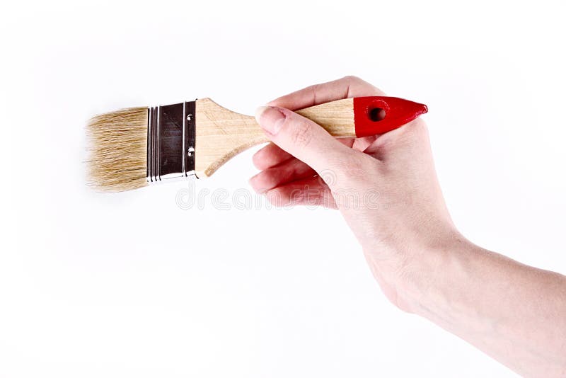 Hand with brush isolated stock photo. Image of hand, draw 13215276