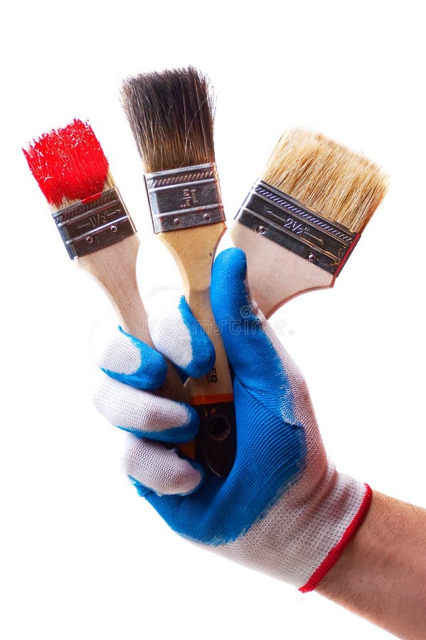 Hand and brushes stock image. Image of creativity, rainbow 16711565