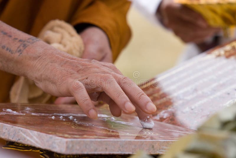 Hand of Buddhist monk royalty free stock photos