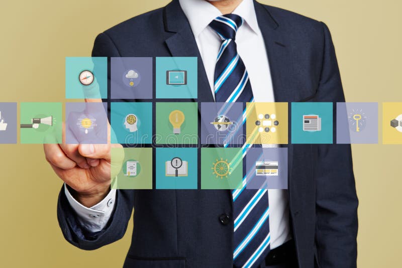 Hand of business man pressing compass icon royalty free stock photos Hand of business man pressing compass icon royalty free stock photos