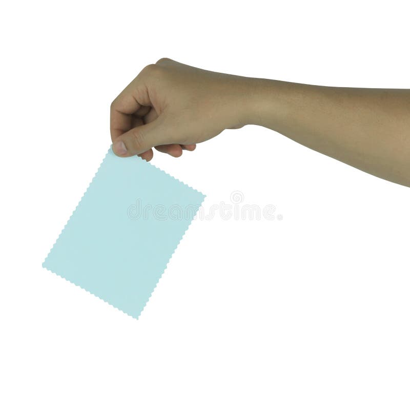 Hand of the businessman holding a empty paper note isolated on w royalty free stock images