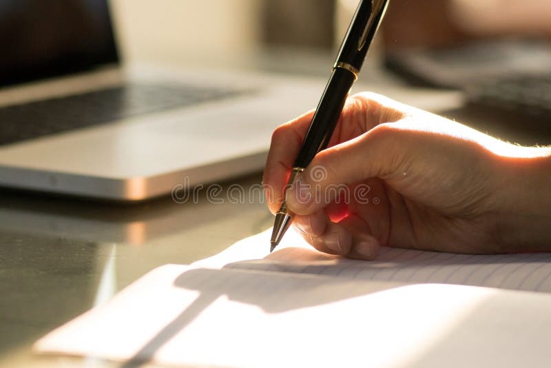 Hand of Businesswoman Writing on Paper in Office. Writing Notes and ...