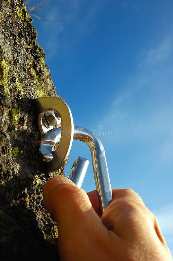 Hand carabiner stock photography