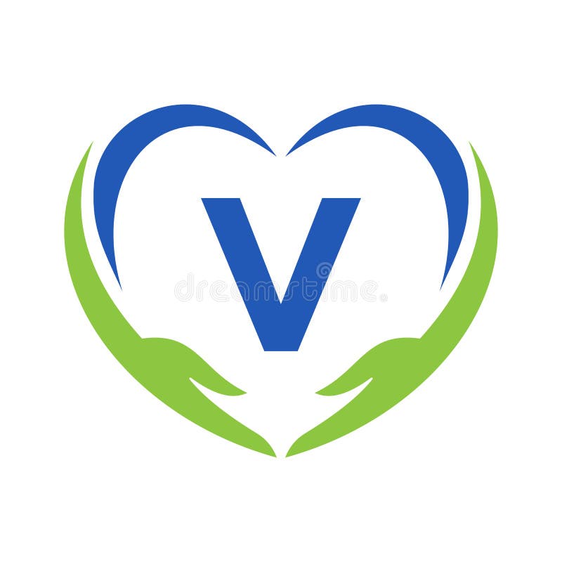 Heart logo v letter design Royalty Free Vector Image