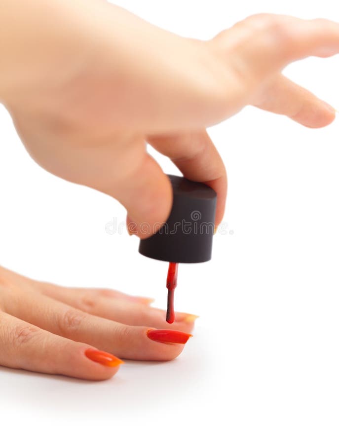 Nail Painting with Red Lacquer Stock Photo Image of fashion, lacquer
