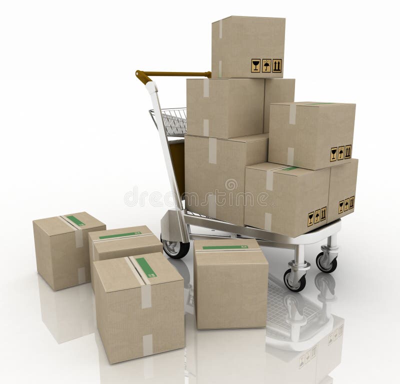 Hand cart and boxes