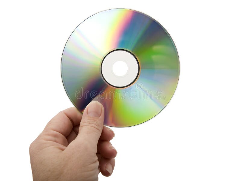 Hand holding an emty CD or DVD up i the air, isolated. Hand holding an emty CD or DVD up i the air, isolated.