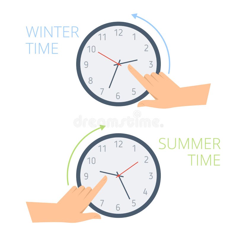 clock summer time change with sun and snowflake vector illustration EPS10  Stock Vector Image & Art - Alamy