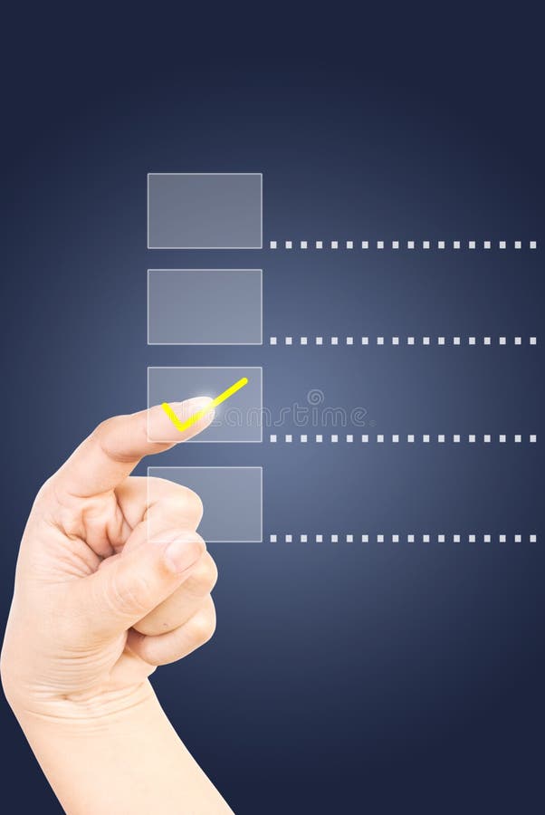 Hand choose correct choice. stock photography