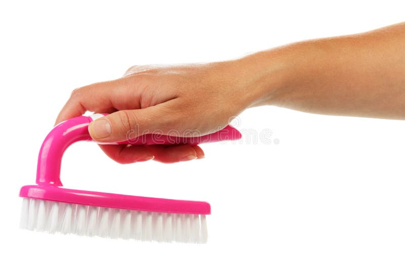 Hand with cleaning brush stock image. Image of scrub 54009841