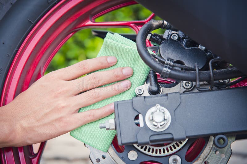 Hand with Cleaning Motorcycle Stock Photo Image of color, motorcycle