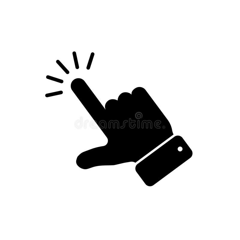 Hand click icon vector. pointer icon vector. hand cursor icon vector. Pointer click. Cursor arrow icon. Clicking with a computer stock illustration