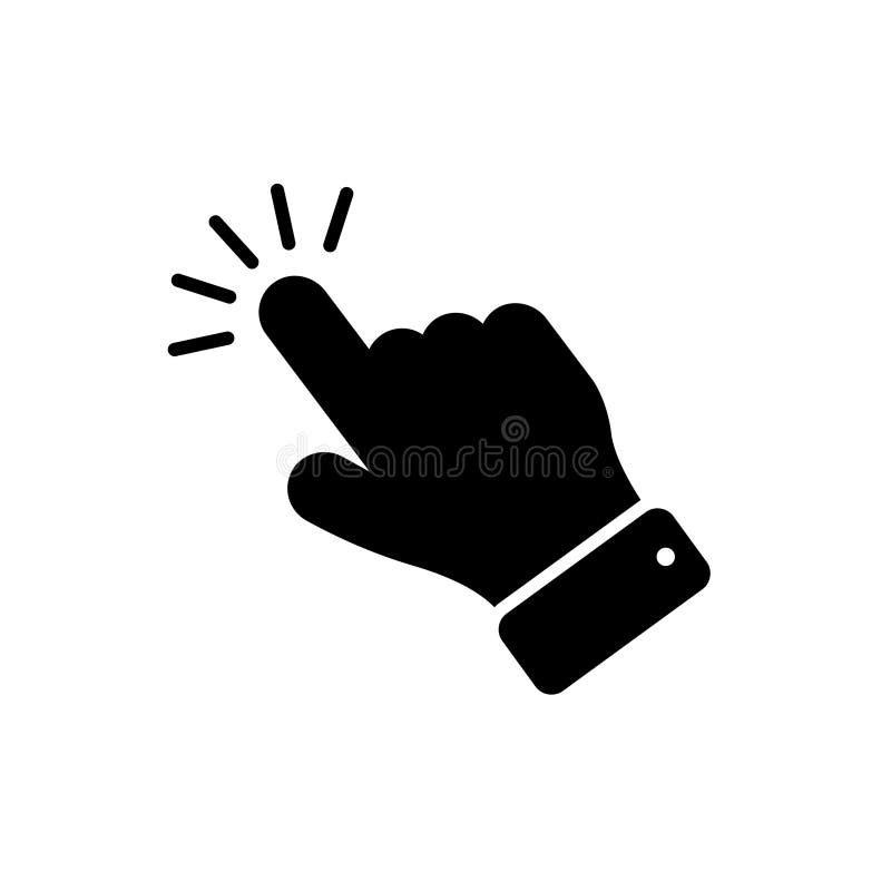 Hand click icon vector. pointer icon vector. hand cursor icon vector. Pointer click. Cursor arrow icon. Clicking with a computer stock illustration