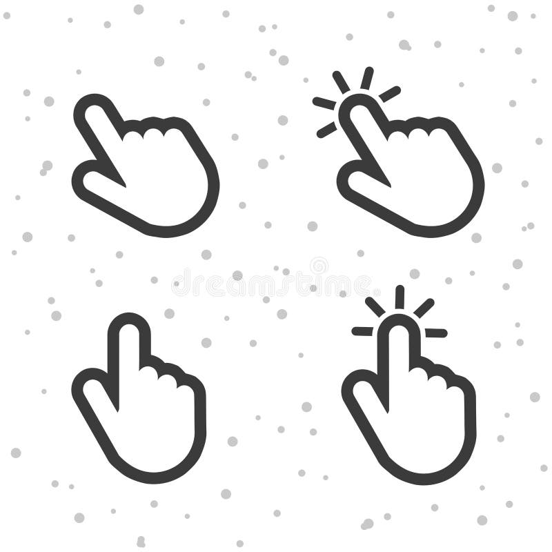 Hand click pointer icons. Finger touch symbols for apps and websites. vector illustration