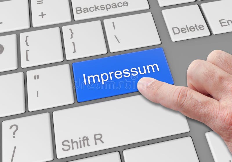 Imprint in German Language on Red Keyboard Stock Illustration