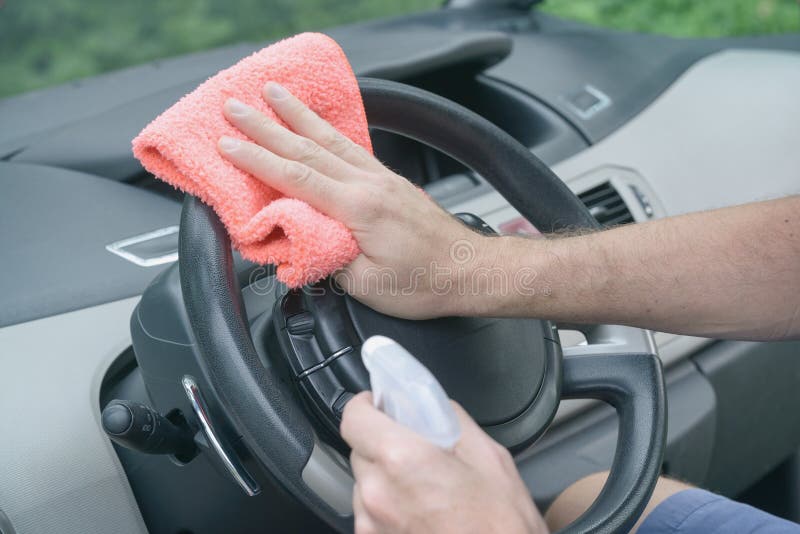 Cleaning Car Interior with Cloth Stock Photo Image of conditioning