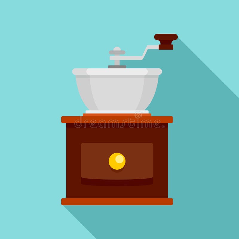 Hand Coffee Grinder Icon, Flat Style Stock Vector Illustration of