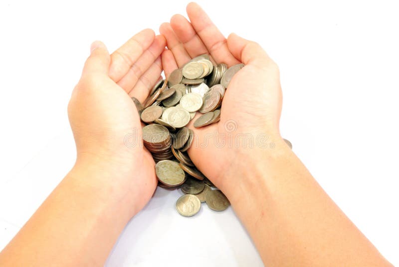 Hand with coins