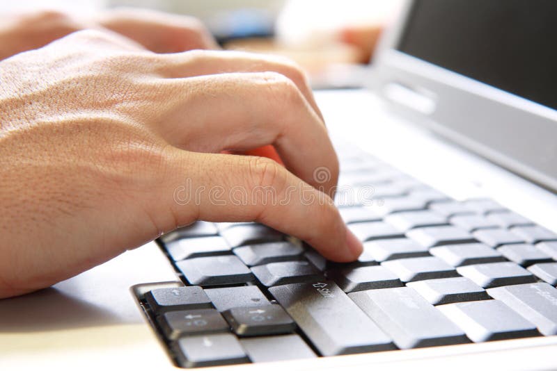 Hand On Computer Keyboard royalty free stock images