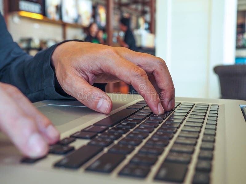 Hand Control on a Laptop Touch Stock Image Image of open