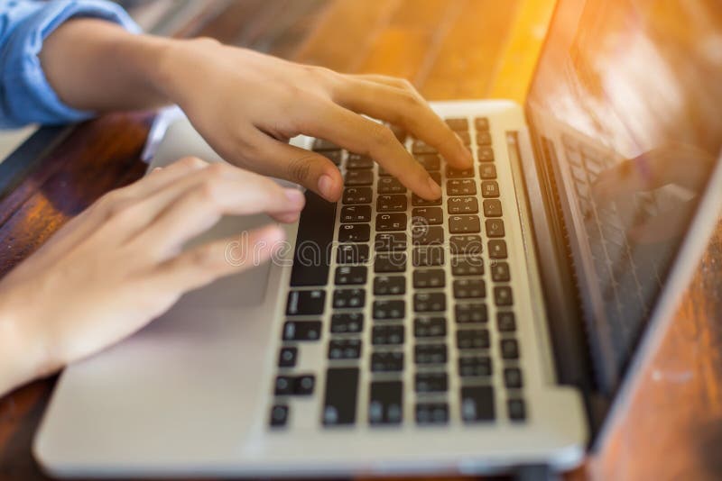 Hand Control on a Laptop Touchpad Stock Image Image of laptop, click